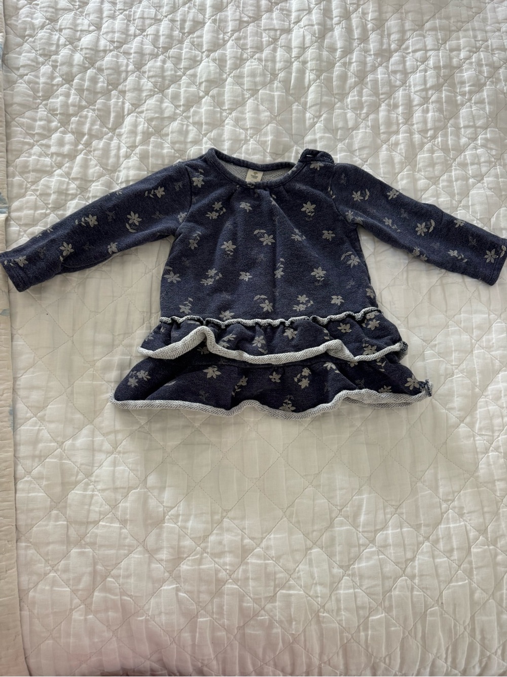 Tea Collection Navy Floral Ruffle Hem Dress